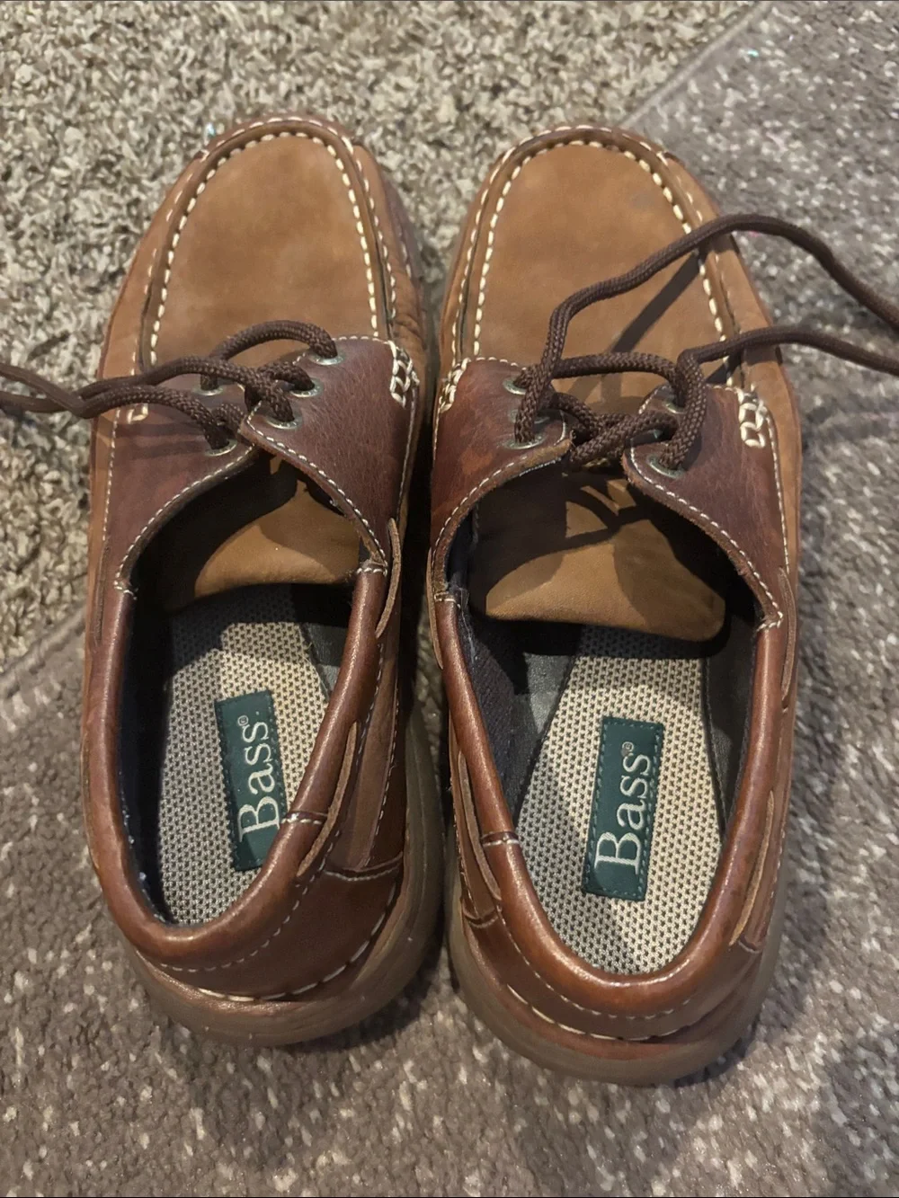 Bass Men’s Brown Leather Lace-Up Boat Shoes